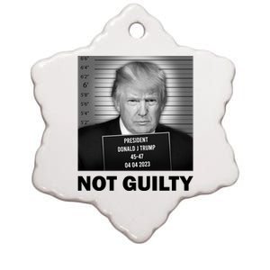 Funny Not Guilty Trump Mug Shot Ceramic Star Ornament