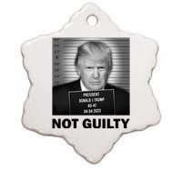 Funny Not Guilty Trump Mug Shot Ceramic Star Ornament