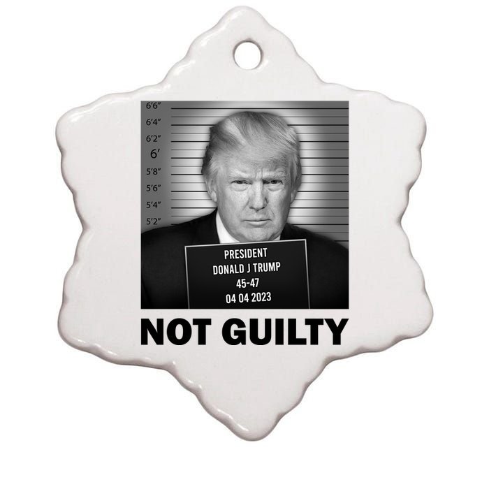 Funny Not Guilty Trump Mug Shot Ceramic Star Ornament