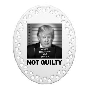 Funny Not Guilty Trump Mug Shot Ceramic Oval Ornament