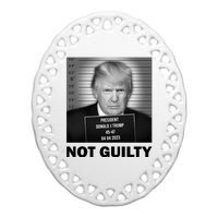 Funny Not Guilty Trump Mug Shot Ceramic Oval Ornament