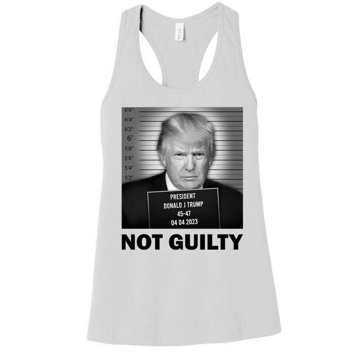 Funny Not Guilty Trump Mug Shot Women's Racerback Tank