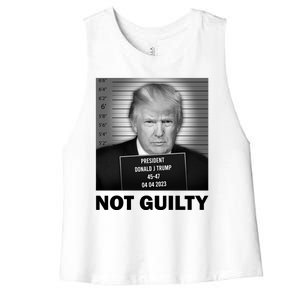 Funny Not Guilty Trump Mug Shot Women's Racerback Cropped Tank