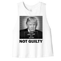 Funny Not Guilty Trump Mug Shot Women's Racerback Cropped Tank