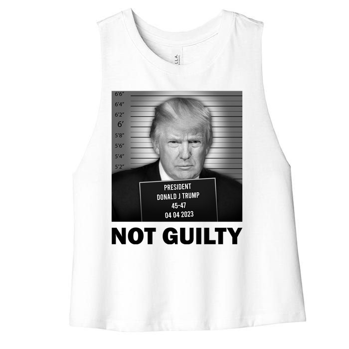 Funny Not Guilty Trump Mug Shot Women's Racerback Cropped Tank