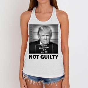 Funny Not Guilty Trump Mug Shot Women's Knotted Racerback Tank