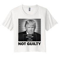 Funny Not Guilty Trump Mug Shot Women's Crop Top Tee