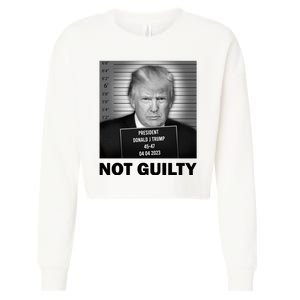 Funny Not Guilty Trump Mug Shot Cropped Pullover Crew