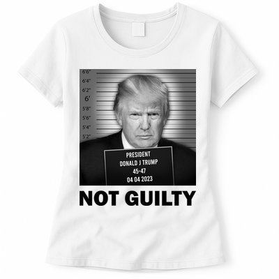 Funny Not Guilty Trump Mug Shot Womens T-Shirt