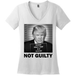 Funny Not Guilty Trump Mug Shot Women's V-Neck T-Shirt