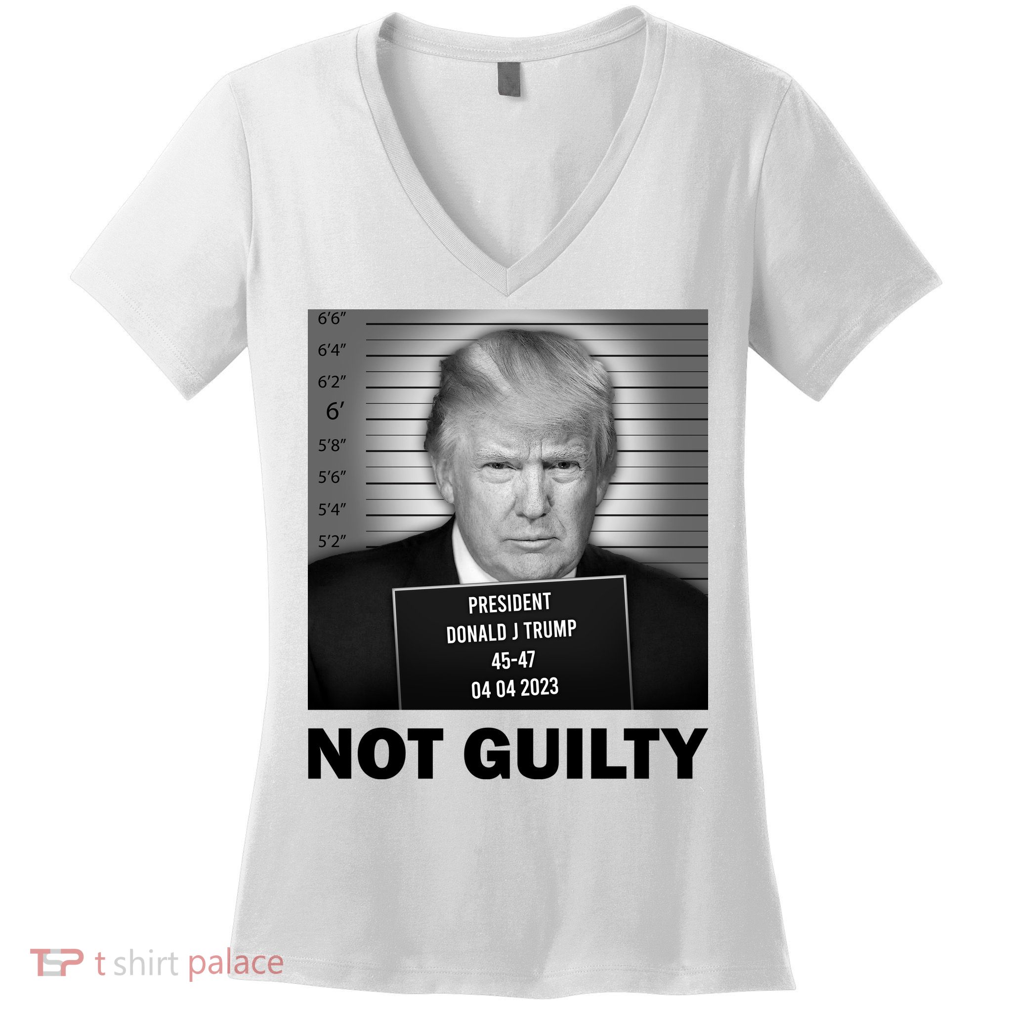 Funny Not Guilty Trump Mug Shot Women's V-Neck T-Shirt