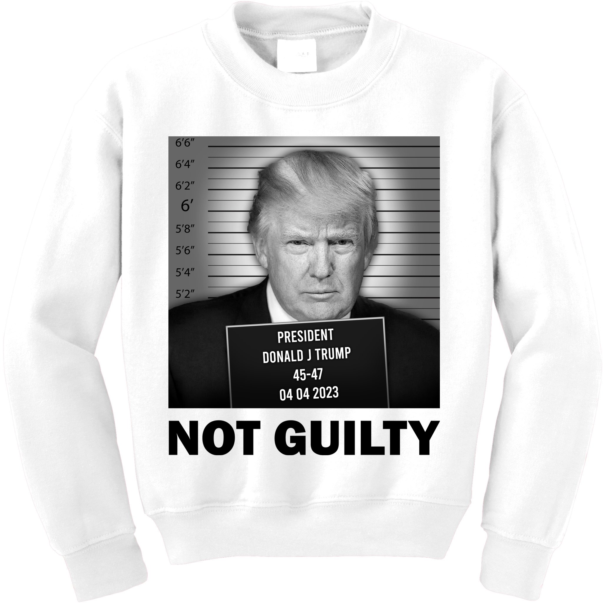 Funny Not Guilty Trump Mug Shot Kids Sweatshirt