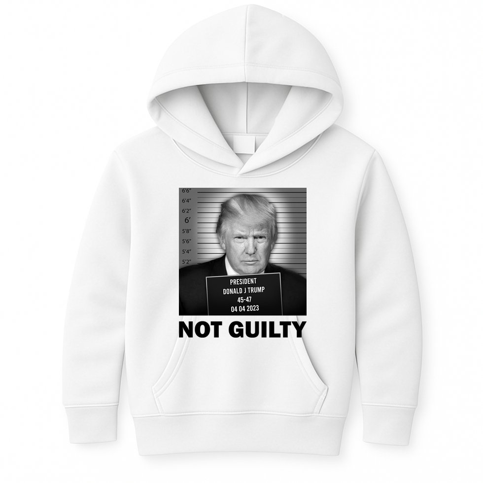 Funny Not Guilty Trump Mug Shot Kids Hoodie