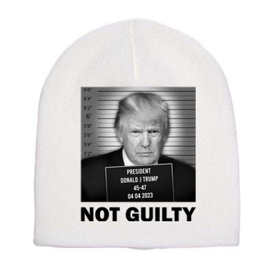 Funny Not Guilty Trump Mug Shot Short Acrylic Beanie