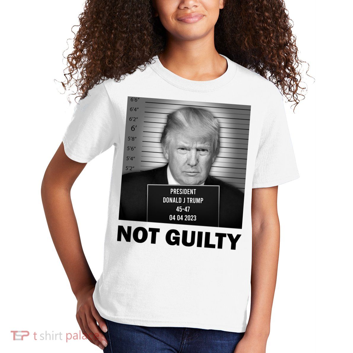 Funny Not Guilty Trump Mug Shot Kids T-Shirt
