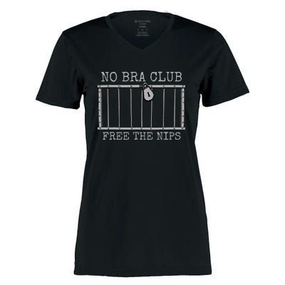 Feminist Not Guilty Free The Nips Funny No Bra Club Women's Momentum V-Neck T-Shirt