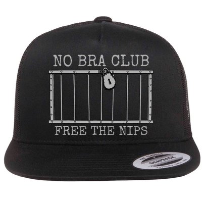 Feminist Not Guilty Free The Nips Funny No Bra Club Flat Bill Trucker Hat