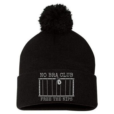 Feminist Not Guilty Free The Nips Funny No Bra Club Pom Pom 12in Knit Beanie