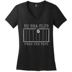 Feminist Not Guilty Free The Nips Funny No Bra Club Women's V-Neck T-Shirt