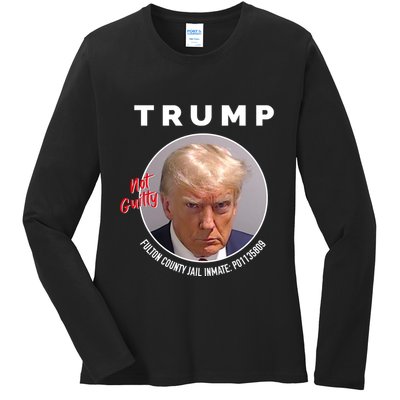 Funny Not Guilty Fulton County Jail Inmate P01135809 Mugshot Ladies Long Sleeve Shirt