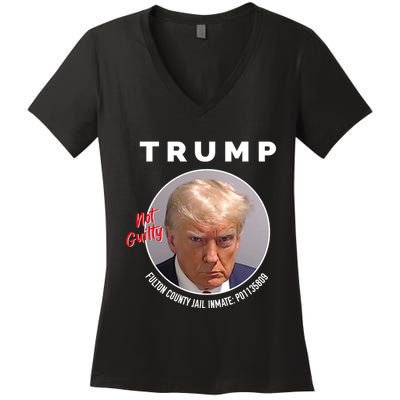 Funny Not Guilty Fulton County Jail Inmate P01135809 Mugshot Women's V-Neck T-Shirt