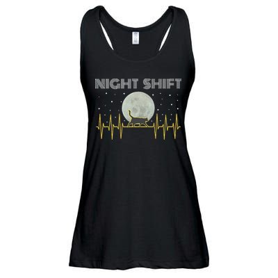Funny Nurses Gifts Night Shift Nurse Cool Full Moon EKG Cat Ladies Essential Flowy Tank
