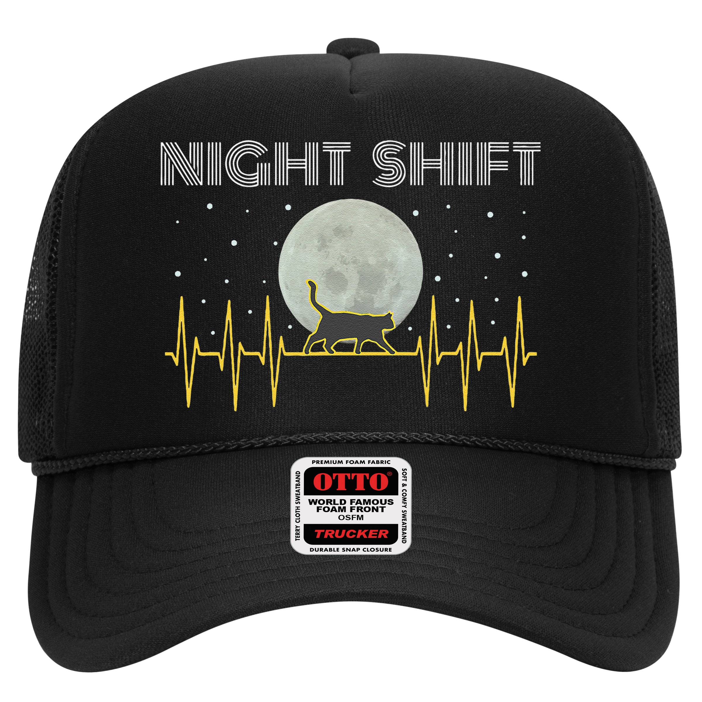 Funny Nurses Gifts Night Shift Nurse Cool Full Moon EKG Cat Hat