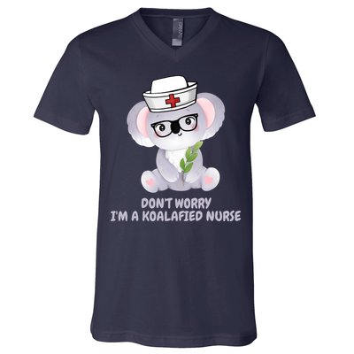 Funny Nurse Gifts, Koala Koalafied Nursing Qualified V-Neck T-Shirt