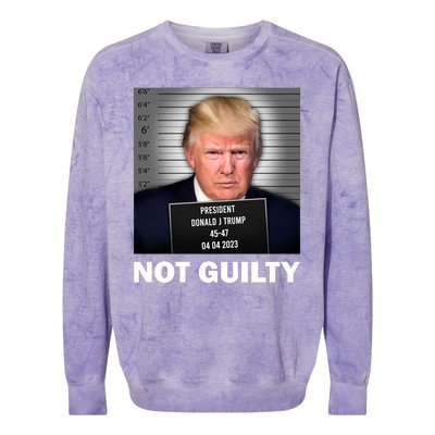 Funny Not Guilty Donald Trump Mug Shot Colorblast Crewneck Sweatshirt