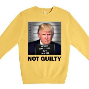 Funny Not Guilty Donald Trump Mug Shot Premium Crewneck Sweatshirt