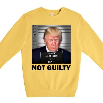 Funny Not Guilty Donald Trump Mug Shot Premium Crewneck Sweatshirt