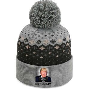 Funny Not Guilty Donald Trump Mug Shot The Baniff Cuffed Pom Beanie