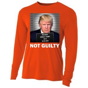 Funny Not Guilty Donald Trump Mug Shot Cooling Performance Long Sleeve Crew