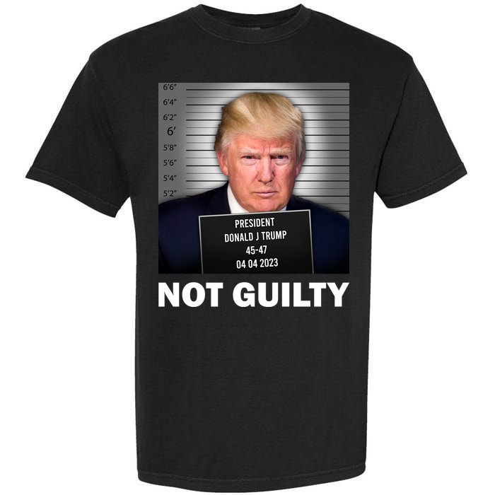 Funny Not Guilty Donald Trump Mug Shot Garment-Dyed Heavyweight T-Shirt