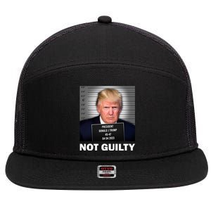 Funny Not Guilty Donald Trump Mug Shot 7 Panel Mesh Trucker Snapback Hat