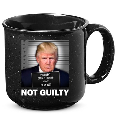 Funny Not Guilty Donald Trump Mug Shot 15oz Campfire Ceramic Mug