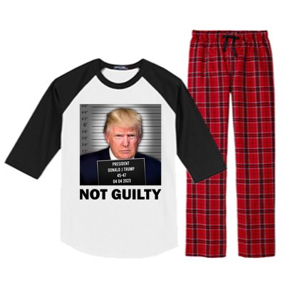 Funny Not Guilty Donald Trump Mug Shot Raglan Sleeve Pajama Set