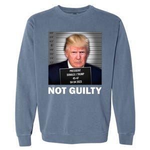 Funny Not Guilty Donald Trump Mug Shot Garment-Dyed Sweatshirt