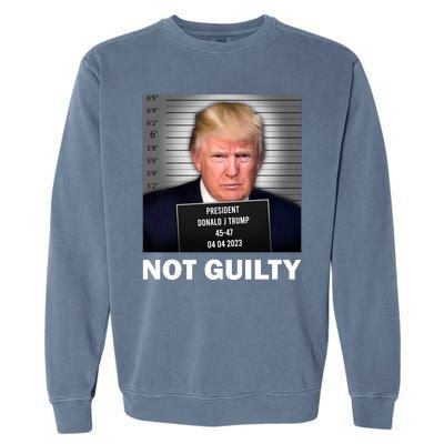 Funny Not Guilty Donald Trump Mug Shot Garment-Dyed Sweatshirt