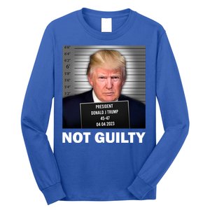 Funny Not Guilty Donald Trump Mug Shot Long Sleeve Shirt