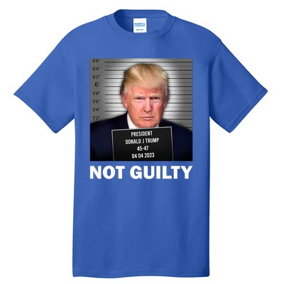 Funny Not Guilty Donald Trump Mug Shot Tall T-Shirt