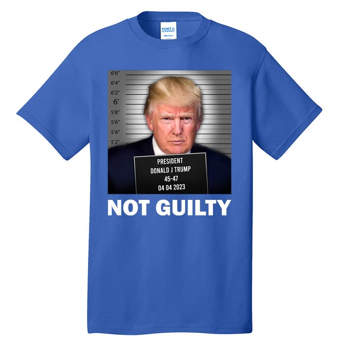 Funny Not Guilty Donald Trump Mug Shot Tall T-Shirt