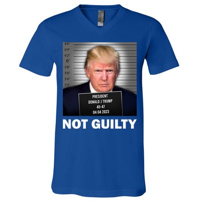 Funny Not Guilty Donald Trump Mug Shot V-Neck T-Shirt