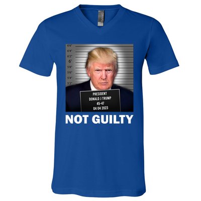 Funny Not Guilty Donald Trump Mug Shot V-Neck T-Shirt