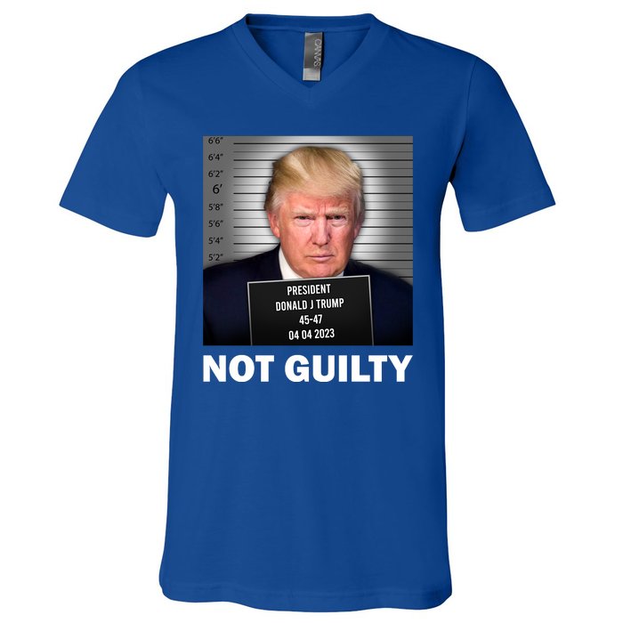 Funny Not Guilty Donald Trump Mug Shot V-Neck T-Shirt