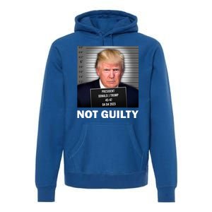 Funny Not Guilty Donald Trump Mug Shot Premium Hoodie