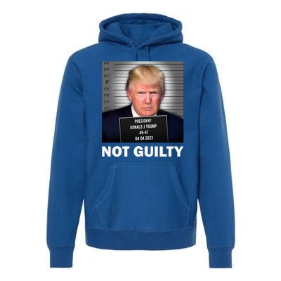 Funny Not Guilty Donald Trump Mug Shot Premium Hoodie