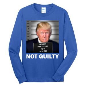 Funny Not Guilty Donald Trump Mug Shot Tall Long Sleeve T-Shirt