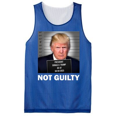 Funny Not Guilty Donald Trump Mug Shot Mesh Reversible Basketball Jersey Tank