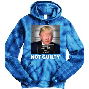 Funny Not Guilty Donald Trump Mug Shot Tie Dye Hoodie